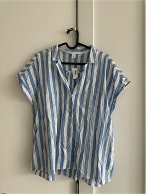 LG Blue and White Vertical Stripe Shirt